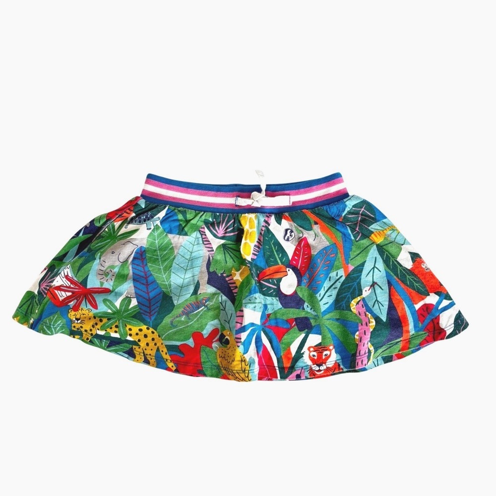Boden Girls Skort Jungle Animal Tropical Cotton Jersey Multi Color Size 4 5